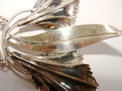 Vintage 25.3g Sterling Silver LARGE 2.5″ Calla Lily Lilies Necklace 15.5″