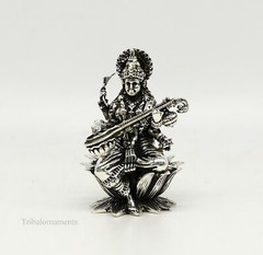 925 sterling silver Goddess Saraswati statue, figurine, puja article art121