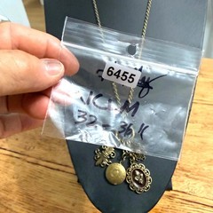Vintage VCLM Necklace Fleur De Lis Pendant Goth Brass Tone 32-36 inches