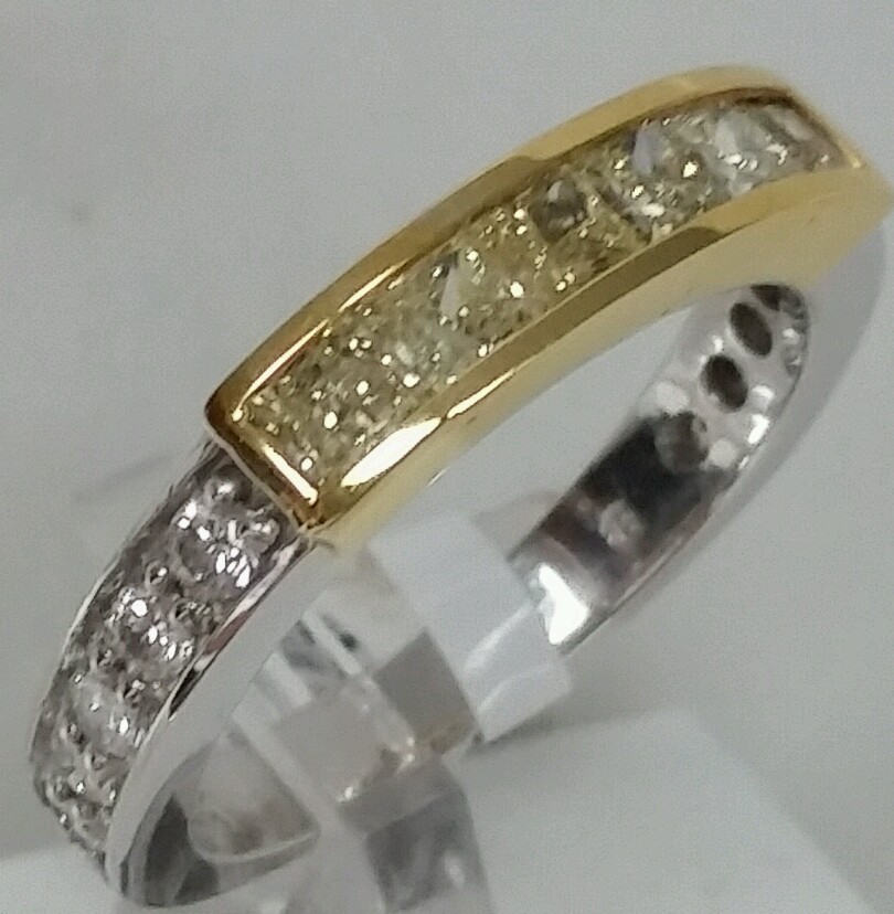 14k white gold natural yellow diamonds 0.78ct G color SI1 fine jewelry wedding