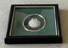 Vintage Carved Italian Shell Souvenir Cameo – The Spanish Steps, Rome – Framed