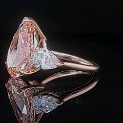 14k Rose Gold Engagement Ring 10.77ct Lab Grown Pink Diamond Pear Shape IGI