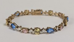 Hallmarked Suzanne Somers Pastel Blue Pink Yellow Crystal Sterling Bracelet