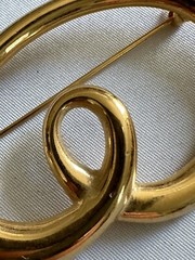 Vintage Monet Modernist Brooch Gold Tone