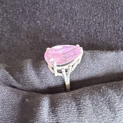 Vtg Sterling Silver Ring .925 Sz 7 Large Pear Pink Stone Cocktail Statement