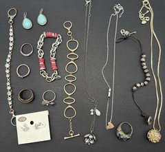 Lot Of Fossil Signed Rose Gold Tone Necklaces And Bracelet Earrings Rings J150
