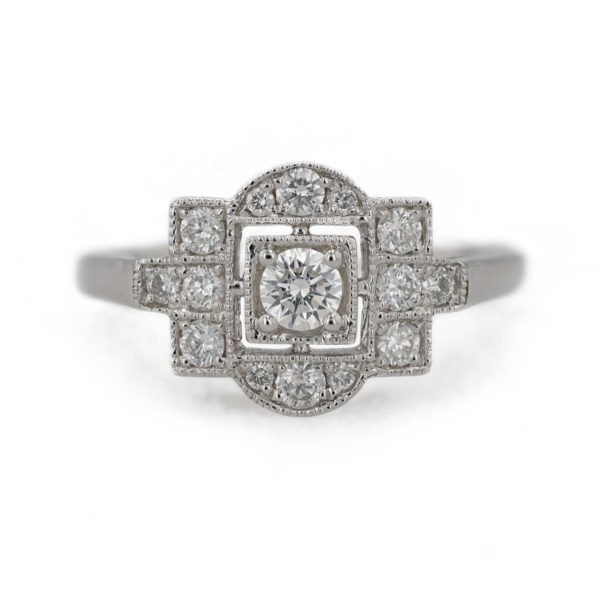 Vintage Art Deco Lab Created Diamond Wedding 925 Sterling Silver Ring For Her