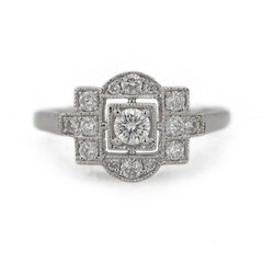 Vintage Art Deco Lab Created Diamond Wedding 925 Sterling Silver Ring For Her