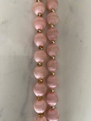 New Vintage Necklace Pink Silk Thread Beads & Gold beads