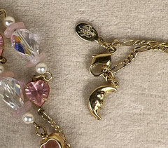 Vtg Kirks Folly Kissing Cherubs Pendant Necklace AB Rhinestones Retired 1990’s