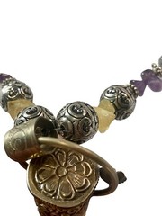 Crystal Necklace Amethyst Amber Color Unk Origin Huge Swing Pendant Handcrafted