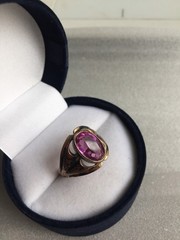 Rings silver 875 Gold plated pink-purple corund Russian Soviet vintage USSR