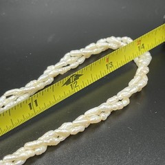 Vintage Freshwater Rice Pearl Necklace 3 Strand Twisted 28 in