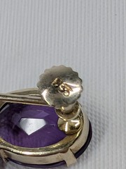 835 Silver Amethyst Bracelet Earring Set 7″ Mid Century Screw Back