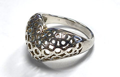 Estate 925 Sterling Silver Filigree Dome Heart Ring Size 8