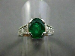 ESTATE 2.18CT DIAMOND & AAA COLOMBIAN EMERALD 14KT WHITE GOLD 3D ENGAGEMENT RING