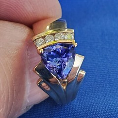 Original EARTH MINED TANZANITE DIAMOND Engagement Ring 14K GOLD Design Solitaire