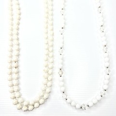H3 Lot lucite crystals white resin beaded acrylic 70s Vintage retro necklace 24”