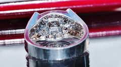 14k white gold ring 0.60ct natural diamond size 10.25 handmade vintage 8.0g Gab4