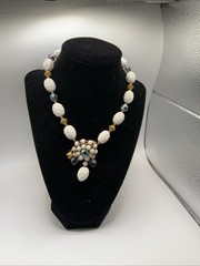 Vintage Necklace White And Gold, Magical, 1950s