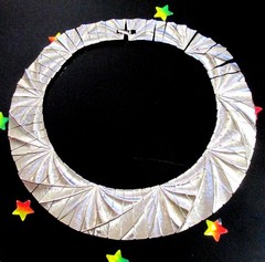 VTG RUNWAY UNSGND LES BERNARD EGYPTIAN SILVER TEXTURED COLLAR NECKLACE EXC