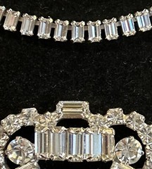Vtg Gorgeous B. David Rhinestone Necklace Brooch & Screw Back Earrings