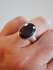 Vintage Designer Oval Cut Smoky Quartz Band Statement Ring Sz 8 Sterling Silver