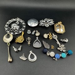 Vintage to Now Crystal Rhinestone Pendant Charm Lot of 28 Silver Gold Tone Mix