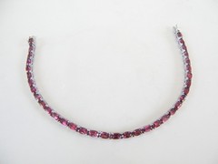 Sterling Silver 925 Rhodolite Pink Garnet Tennis Bracelet 8″