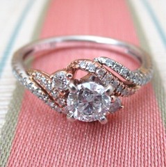 14k Gold Diamond Crossover Engagement￼ Ring Solitaire LLJ Modern Heirloom 585
