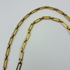 Vintage 70’s Monet Gold Tone Rectangular Bar Link 36” Chunky Chain Signed