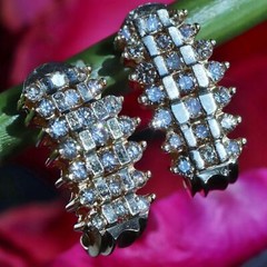 10k yellow gold earrings 1.00ct natural diamond 0.72″ pyramid dangle 4.50g N3658