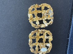 Vintage Clip Earrings Chunky Runway Statement Gold Tone Twisted Rope Square 80s