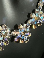 SHERMAN Set Signed Swarovski Aurora Borealis Rhinestones Demi-Parure