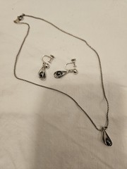 Vintage sterling silver cage pendant and earring set