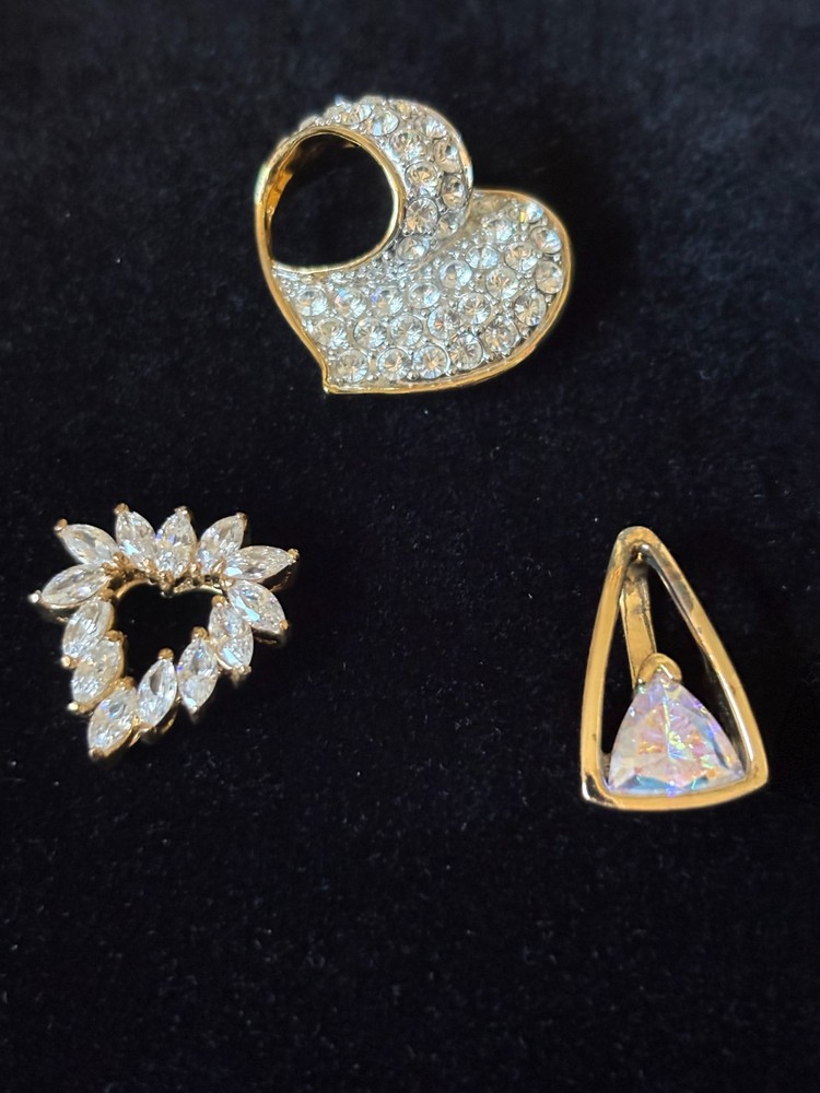 Vintage gold tone & simulated diamond pendants – 3 pieces / 1 piece Nolan Miller