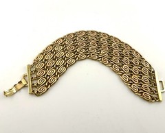 Vintage Signed Barclay Gold Tone Chunky Multi Strand 5 Chain Bracelet 7″