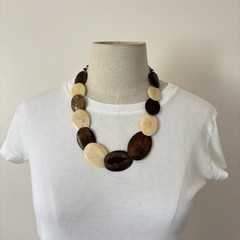 Vintage Bone & Wood Necklace Handmade Graduated