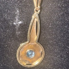 AMCO Aquamarine Filigree Pendant 14 1-20 Karat Gold Necklace Vintage Jewelry