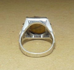 Vintage 10K GF Sterling Silver Carved Tiger’s Eye Soldier Cameo Signet Ring 9.5