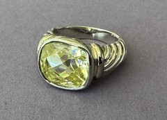 Old Vintage Unbranded 925 Sterling Silver Sparkling CZ or Art Glass Size 6 Ring