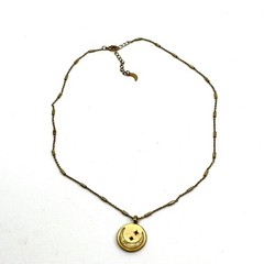 Vintage Gold Tone Celestial Crescent Moon Star Medallion Pendant Necklace Y2K