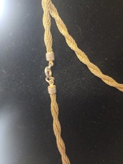 Vintage Mesh Chain Necklace GoldTone Round Popcorn Cage Spring Ring Clasp 18.5″
