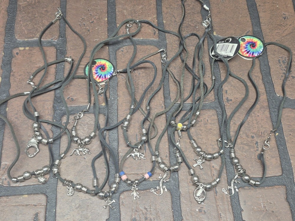 Vintage 90s Y2k Leather Charm Necklace Random Pack Of 12