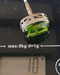 Lab Created Oval Peridot Colour Sterling Silver Cubic Zirconia Halo Ring Sz 8