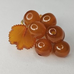 Vintage Baltic Amber Brooch Pin Grape Cluster Gold Tone 9RK Stamp Russian Soviet
