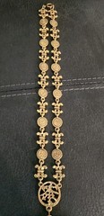 Vintage Signed Goldette Gold Tone Asian Dangles Statment Faux Jade Necklace