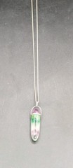 Vintage Italian 925 Sterling Silver Rainbow Fluorite Pendant Necklace 24″ AGI