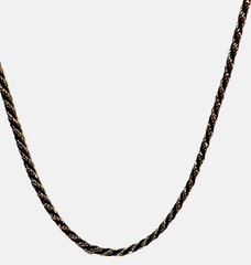 Trifari braided necklace, black and gold tone, 29 in length, signed Tifari