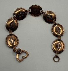 Vintage Copper Tone Chain Link Bangle Cuff Statement Bracelet